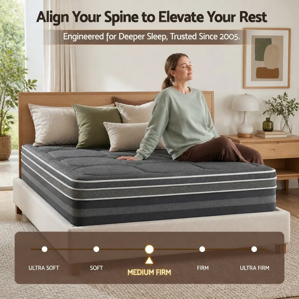 Hybrid Pocket Spring Double Mattress 35cm Euro Top Grey