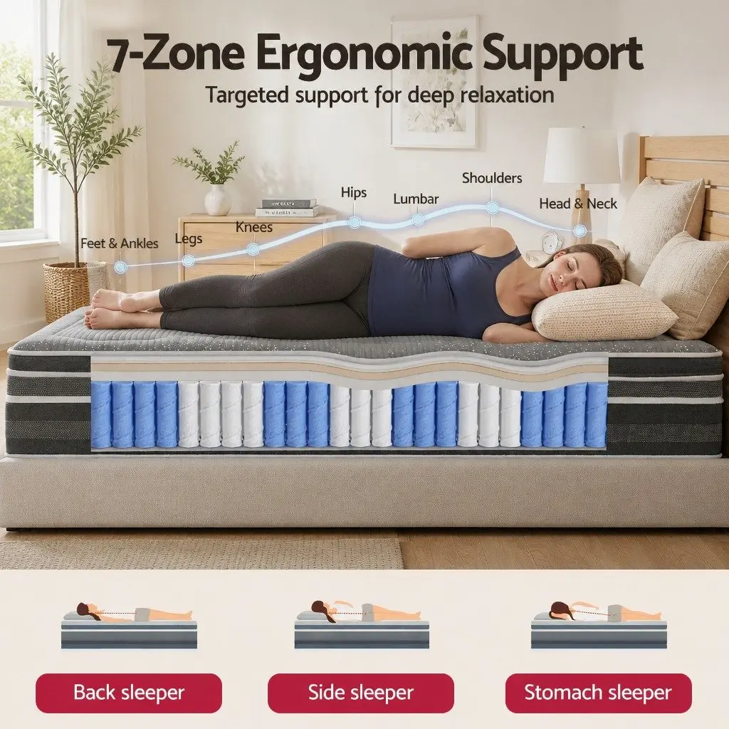 Hybrid Pocket Spring Double Mattress 35cm Euro Top Grey