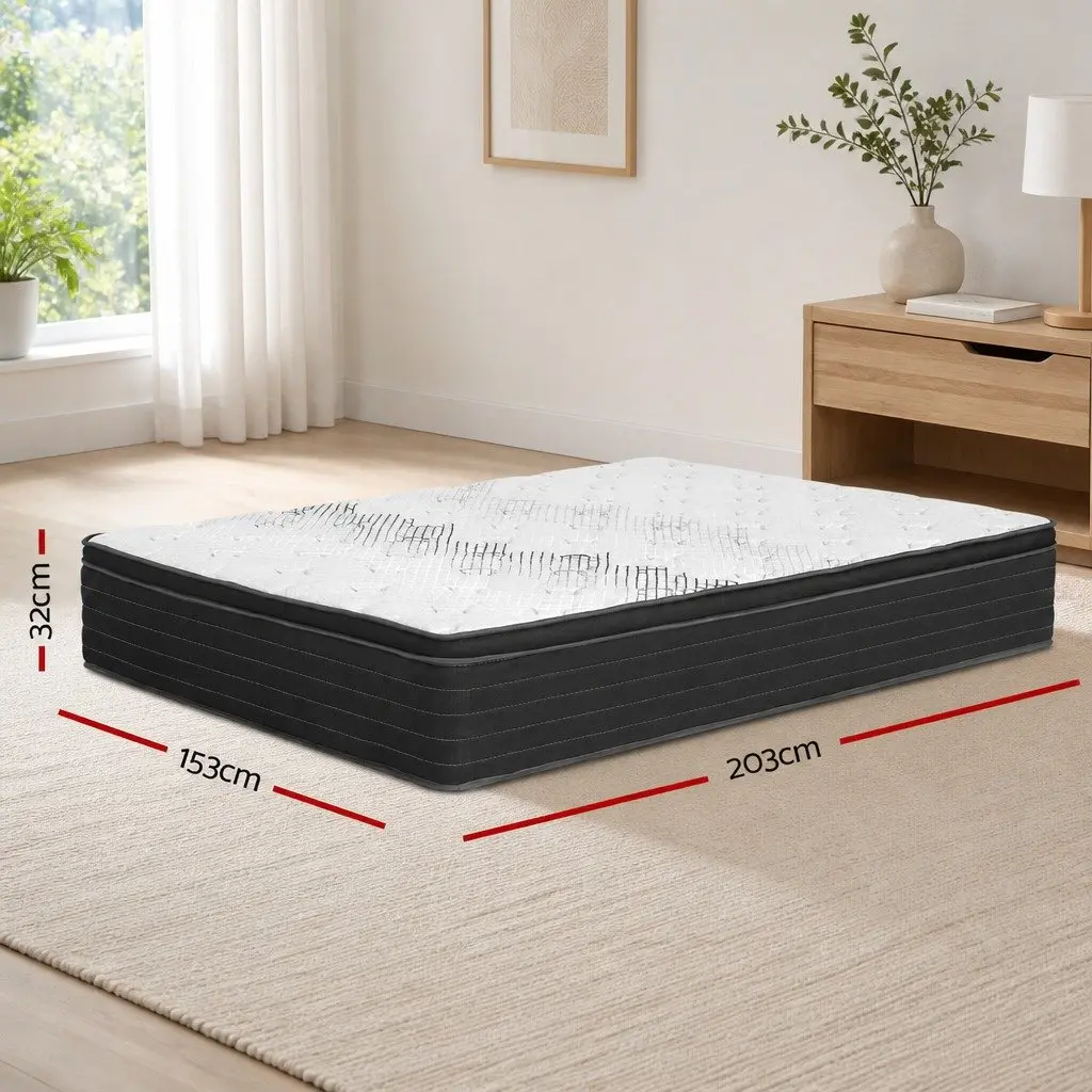 Queen Mattress 32cm Extra Firm Support Pocket Spring Hypoallergenic Sleep Bed