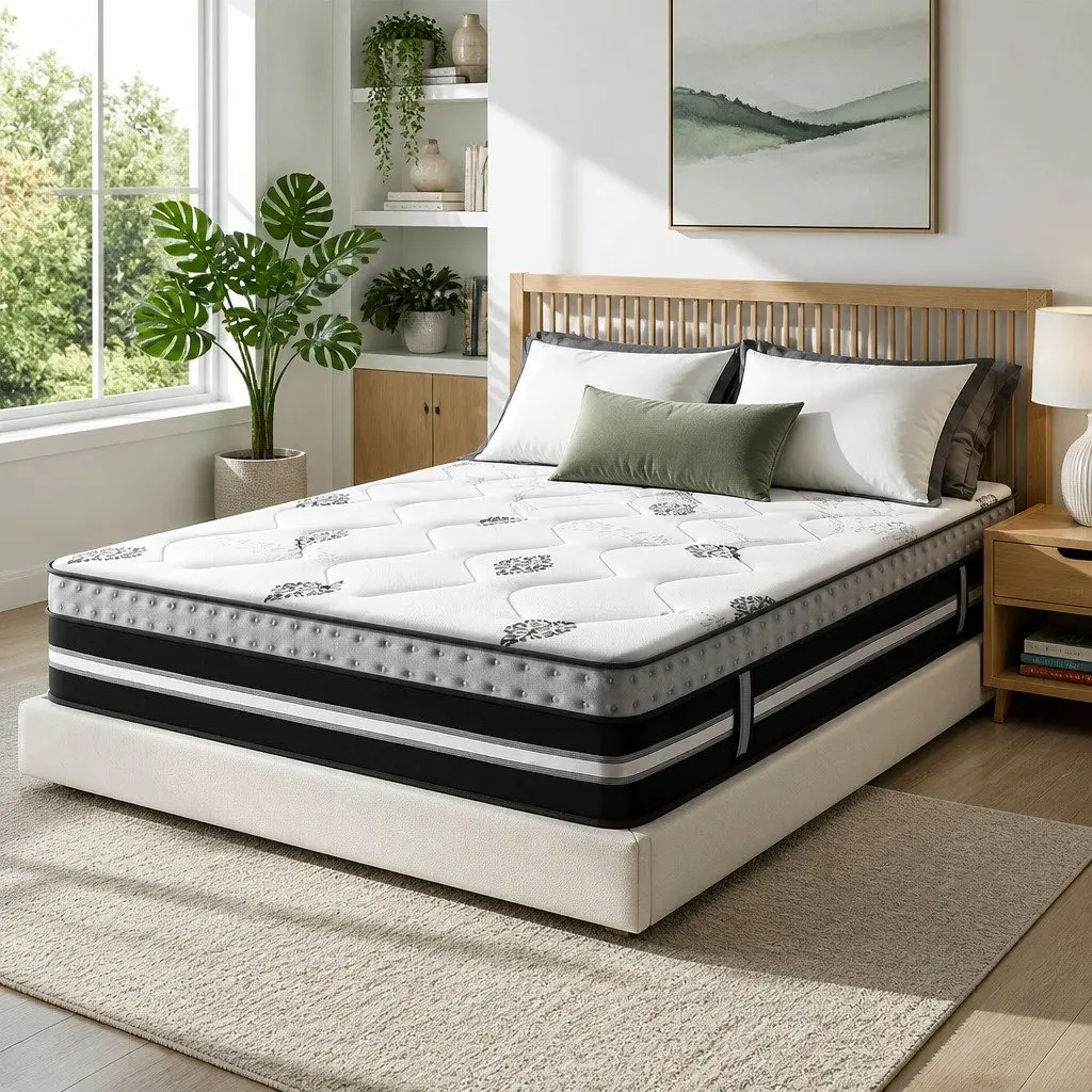 Double Mattress Pocket Spring Gel Memory Foam 35cm White