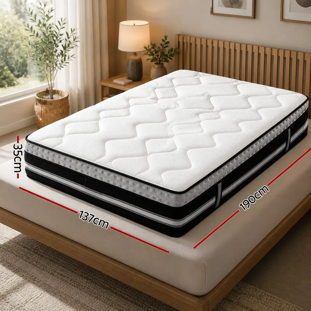 Double Mattress Pocket Spring Gel Memory Foam 35cm White