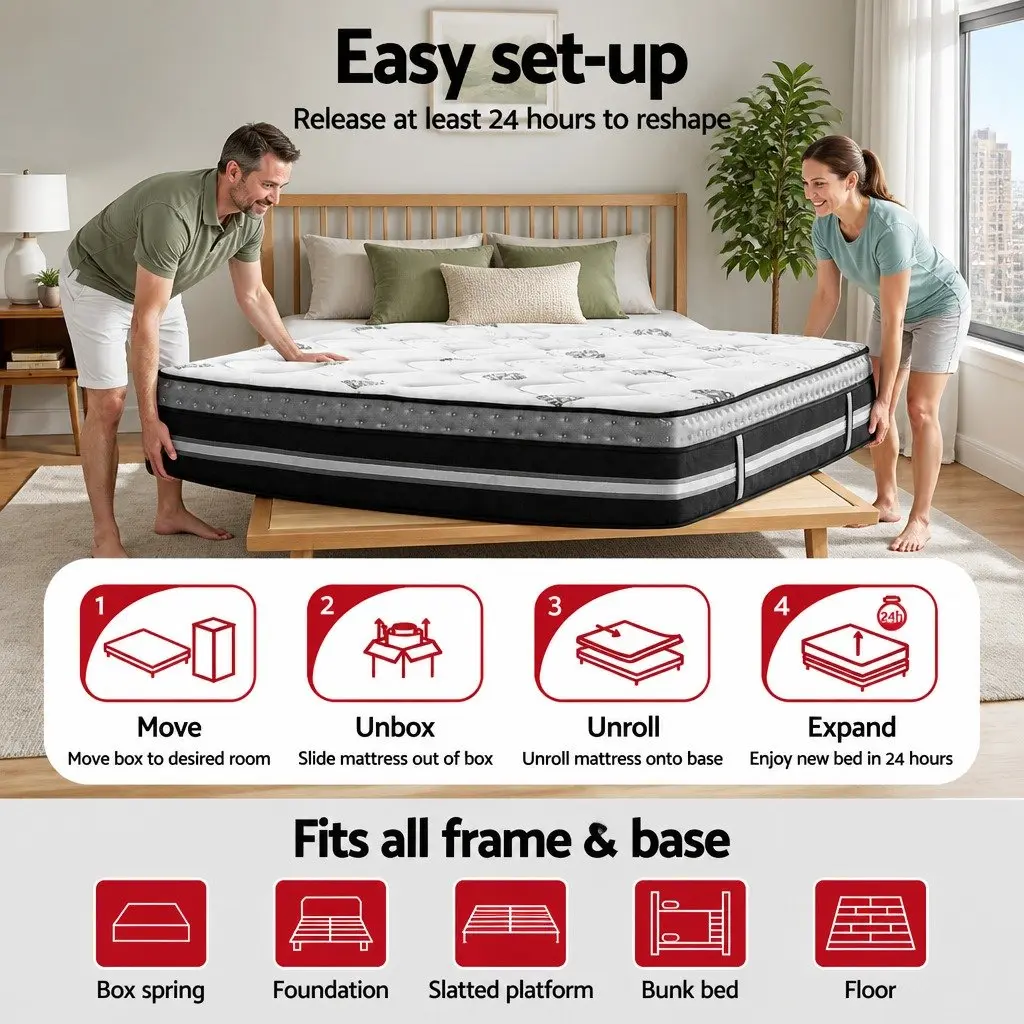Double Mattress Pocket Spring Gel Memory Foam 35cm White