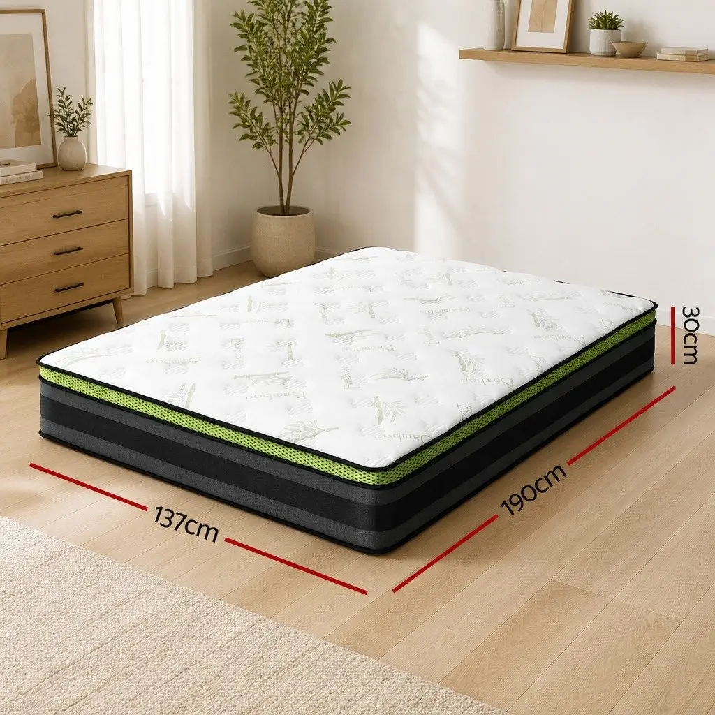 30cm Grey Medium Firmness Double Mattress with Gel Foam