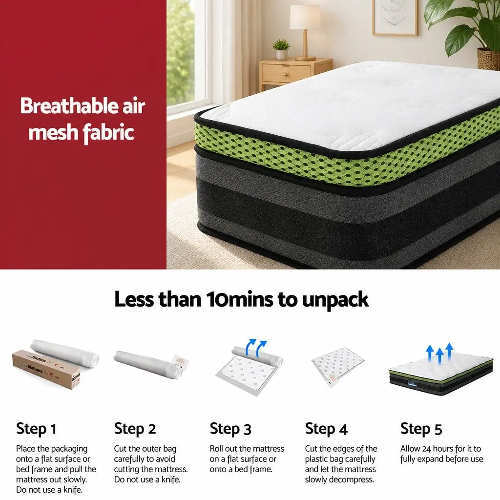 30cm Grey King Single Mattress with Cool Gel Foam