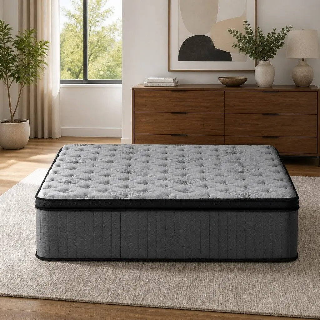 Double Mattress Gel Memory Foam Pocket Spring 34cm Medium-Firm Grey