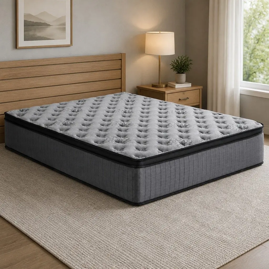Double Mattress Gel Memory Foam Pocket Spring 34cm Medium-Firm Grey