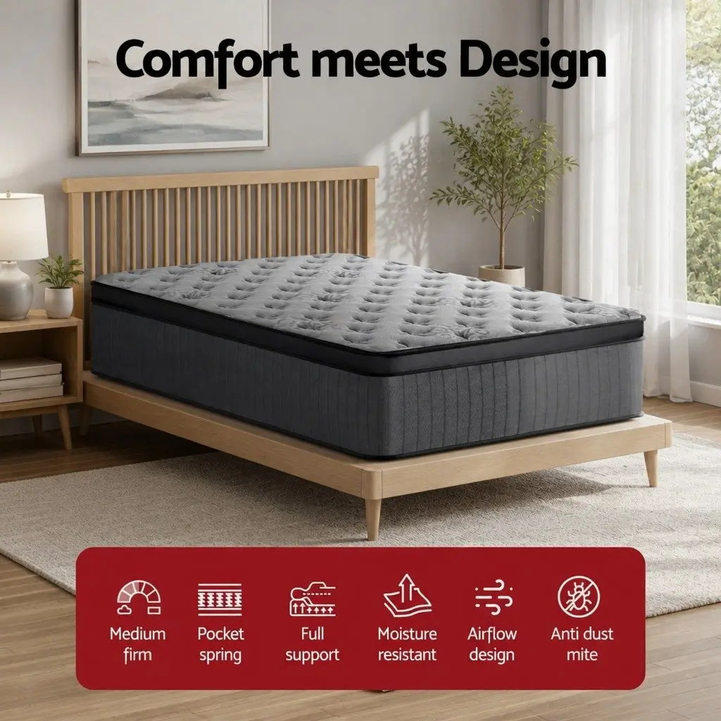 Euro Top King Single Mattress 34cm Grey