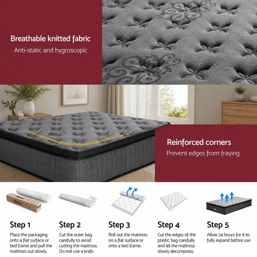 Euro Top King Single Mattress 34cm Grey