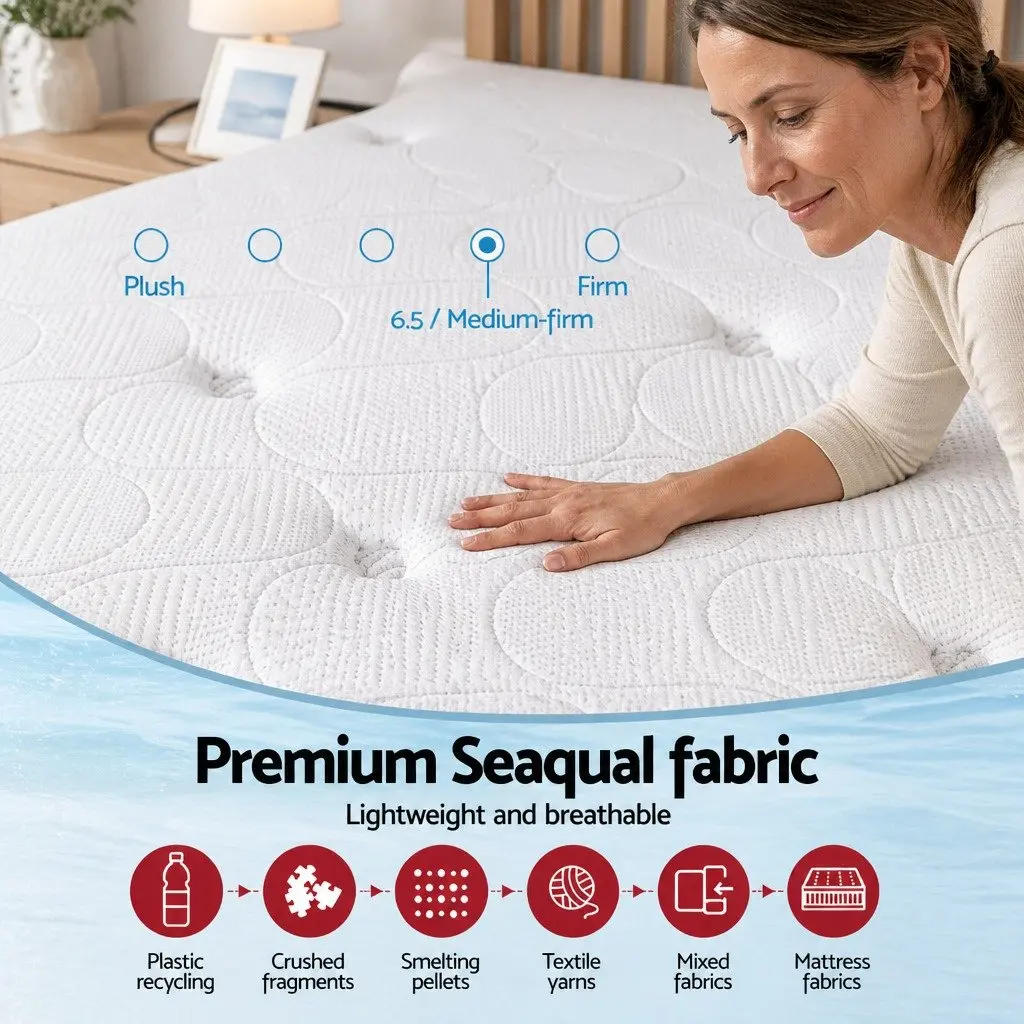 King Single Mattress Grey 30cm Euro Top Pocket Spring Gel Memory Foam