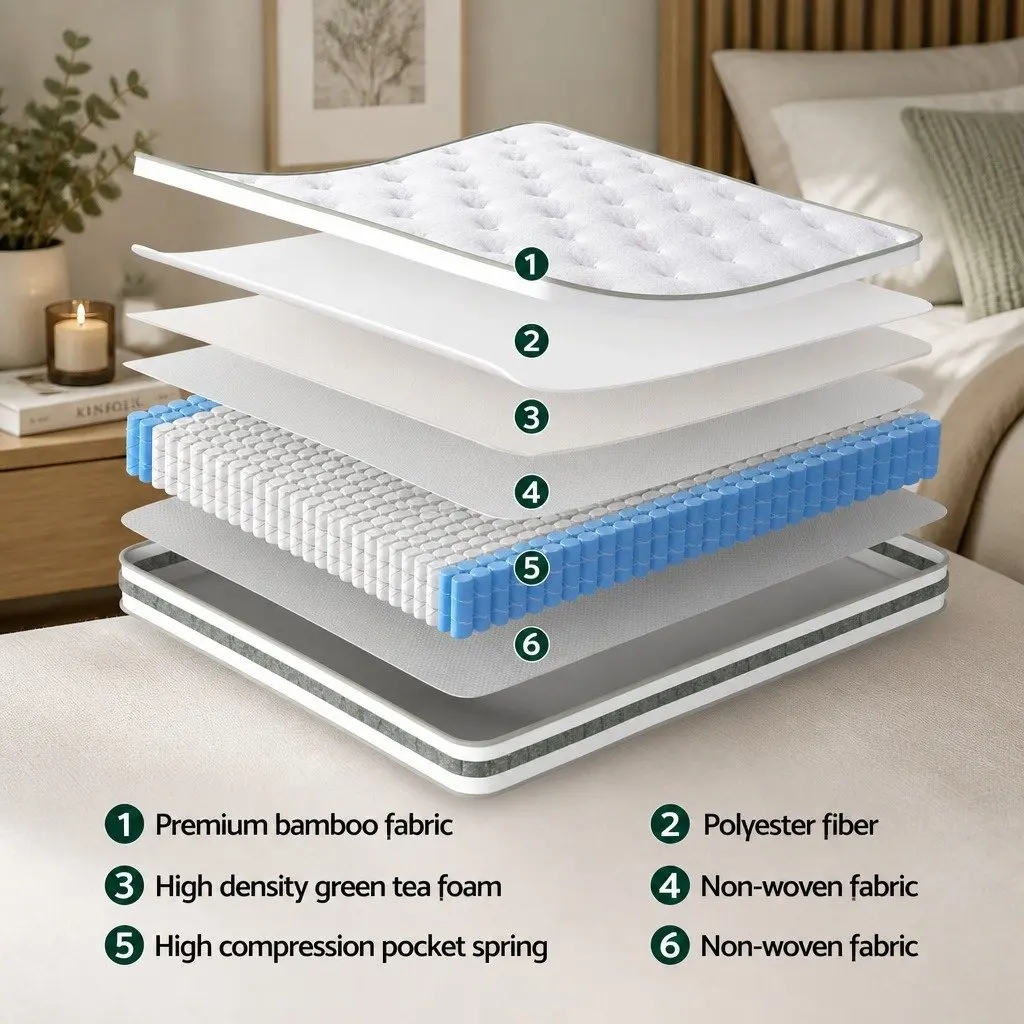 King Single Mattress with Green Tea Foam
