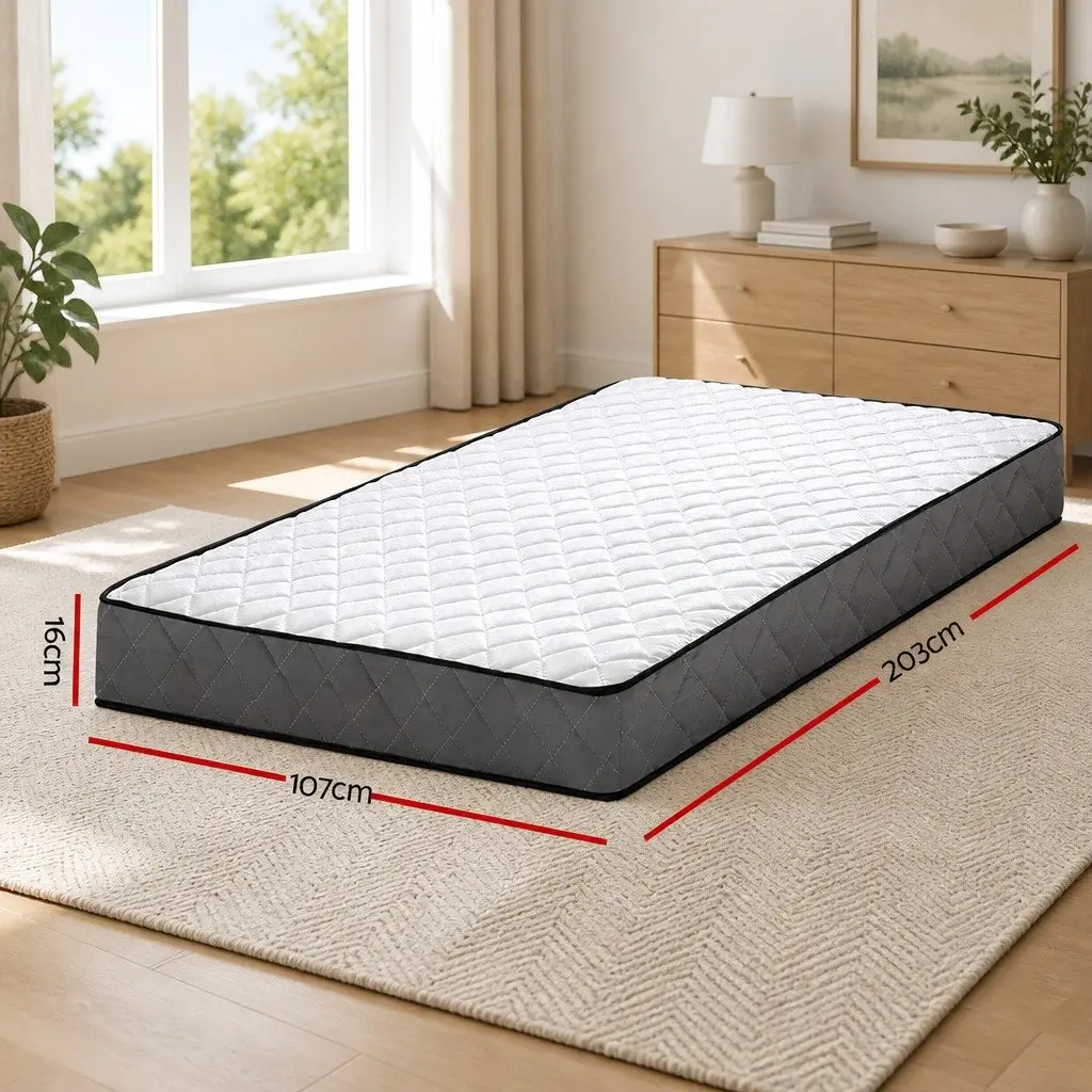 King Single Mattress 16cm Bonnell Spring White