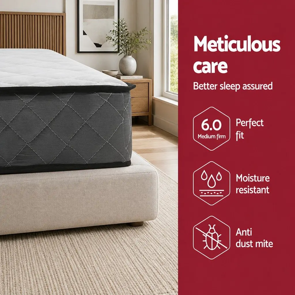 King Single Mattress 16cm Bonnell Spring White