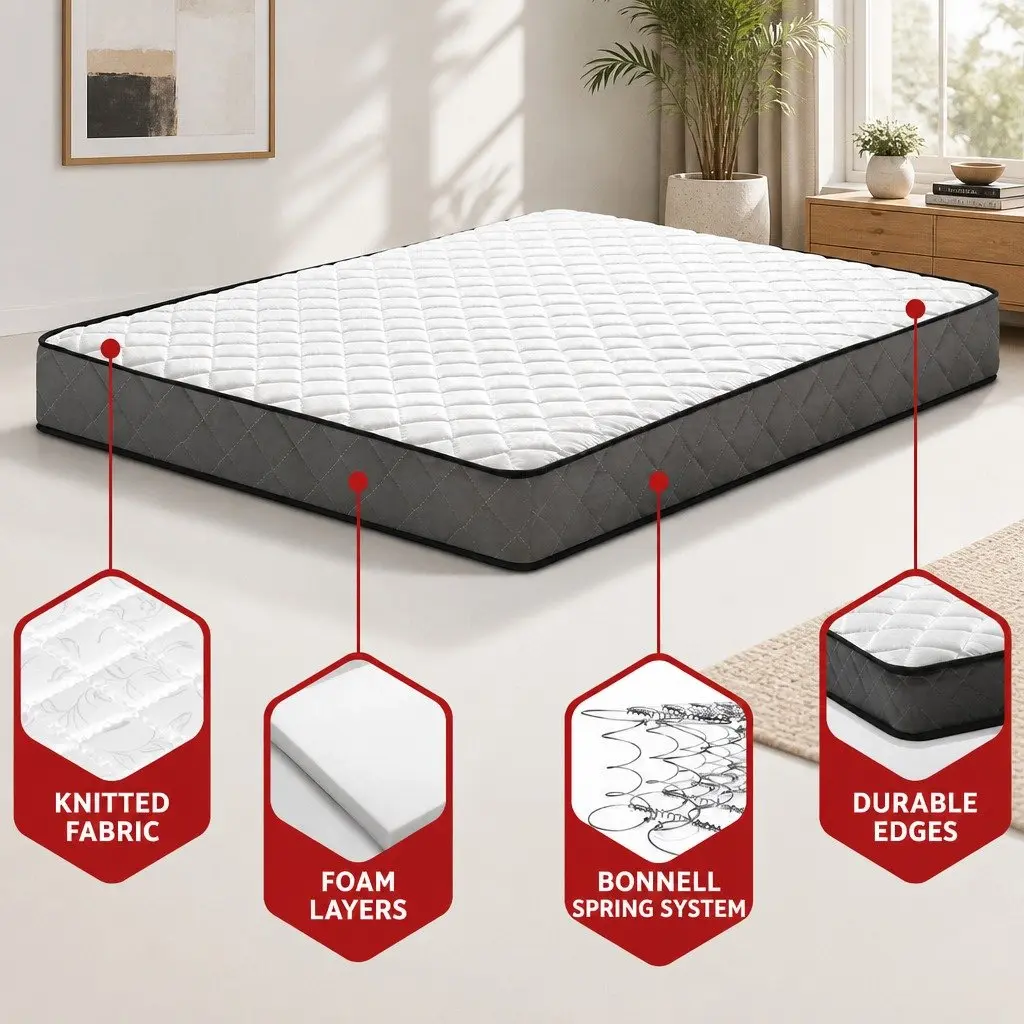 King Single Mattress 16cm Bonnell Spring White