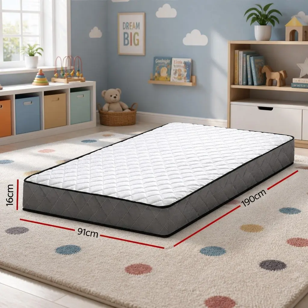 Single Mattress Bonnell Spring 16cm Medium Firm Support White
