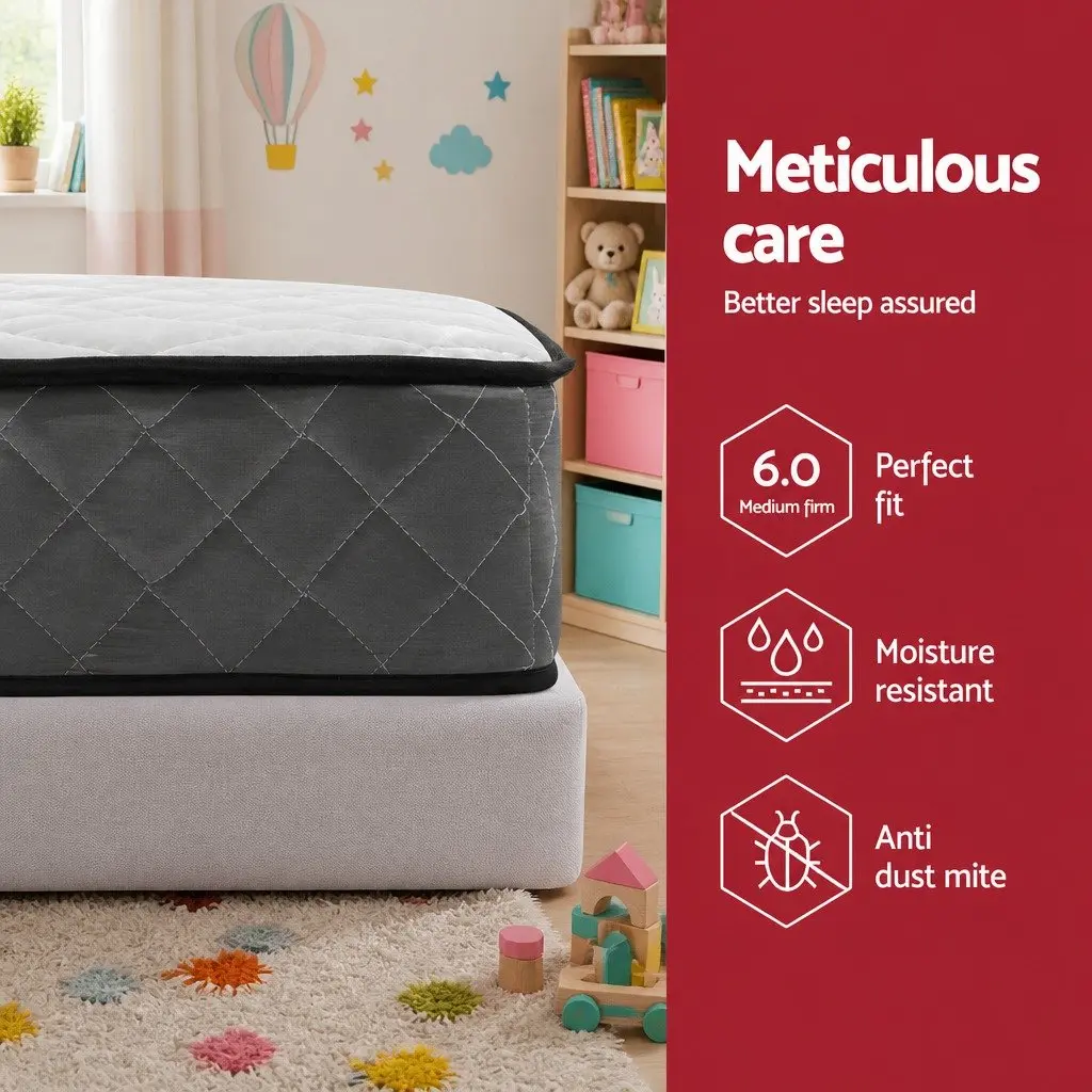 Single Mattress Bonnell Spring 16cm Medium Firm Support White