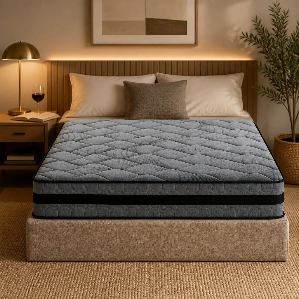 King Size Pocket Spring Mattress 22cm Medium Firm Grey and Black
