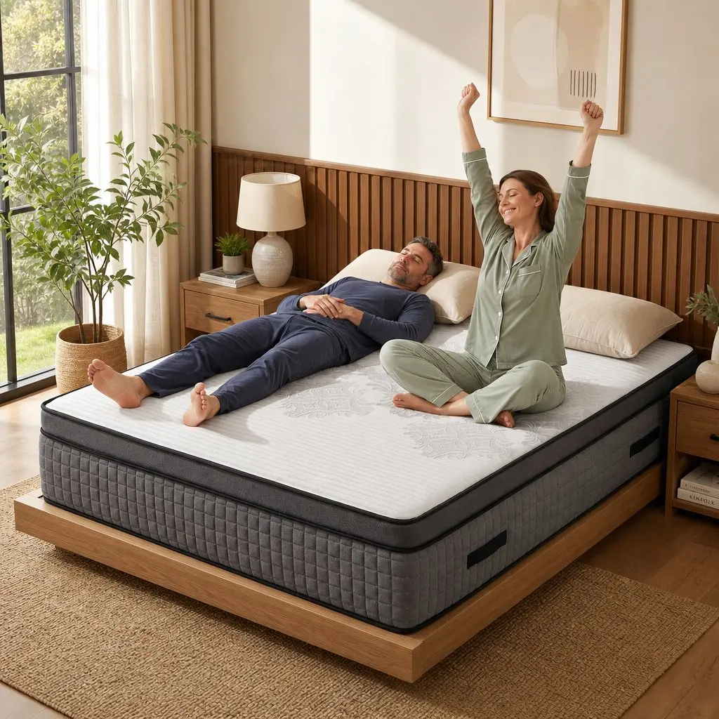Queen Mattress 37cm 4-in-1 Adjustable Firmness with Dual Zones