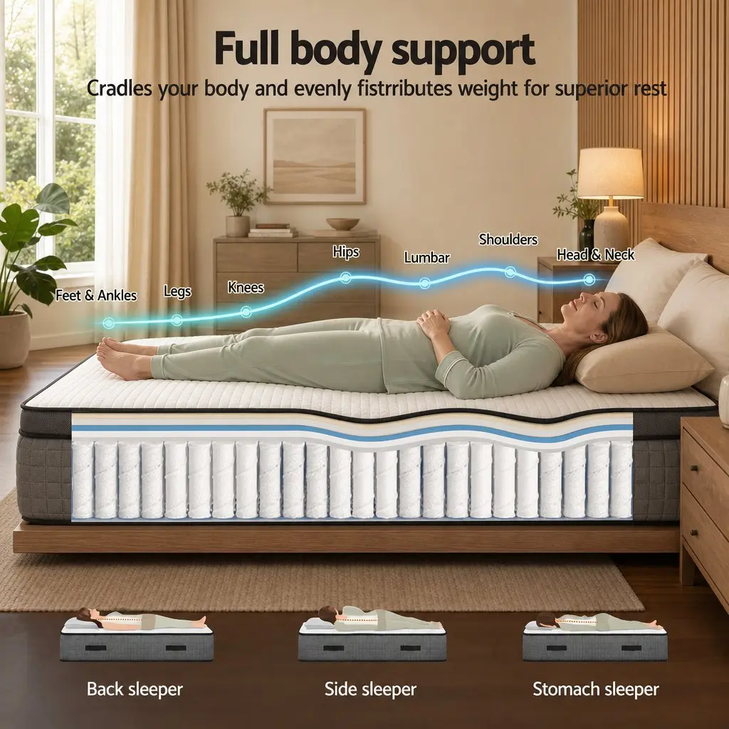 Queen Mattress 37cm 4-in-1 Adjustable Firmness with Dual Zones