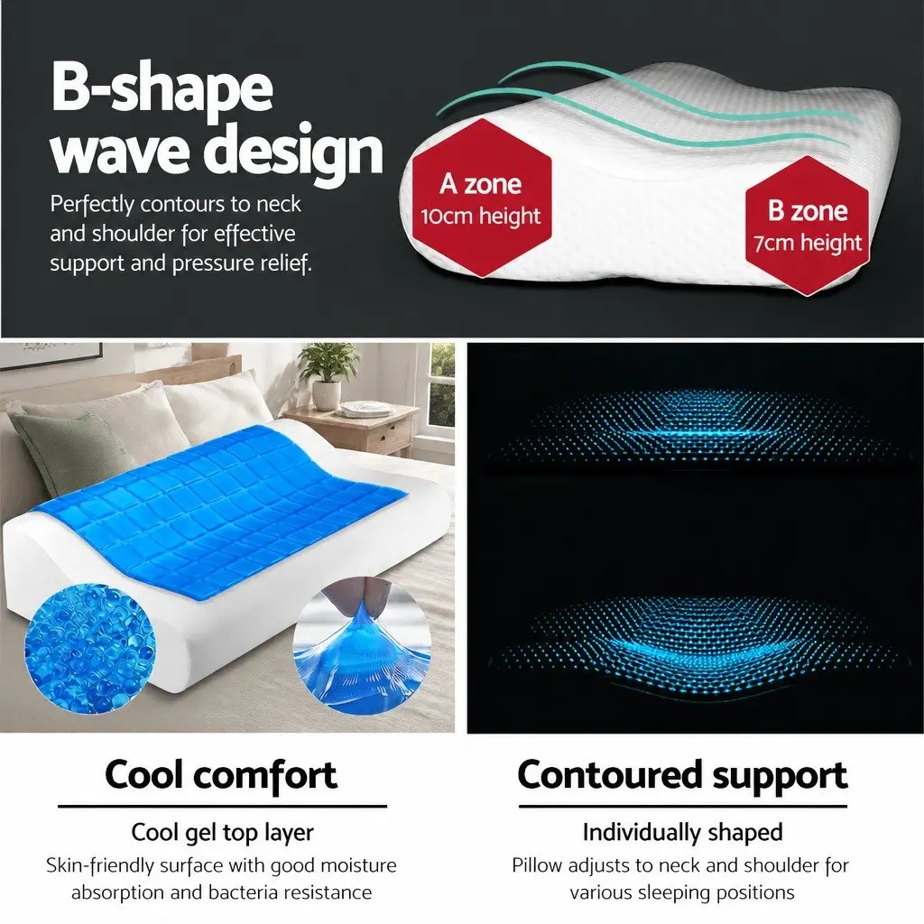 Memory Foam Contour Pillow Twin Pack with Cool Gel