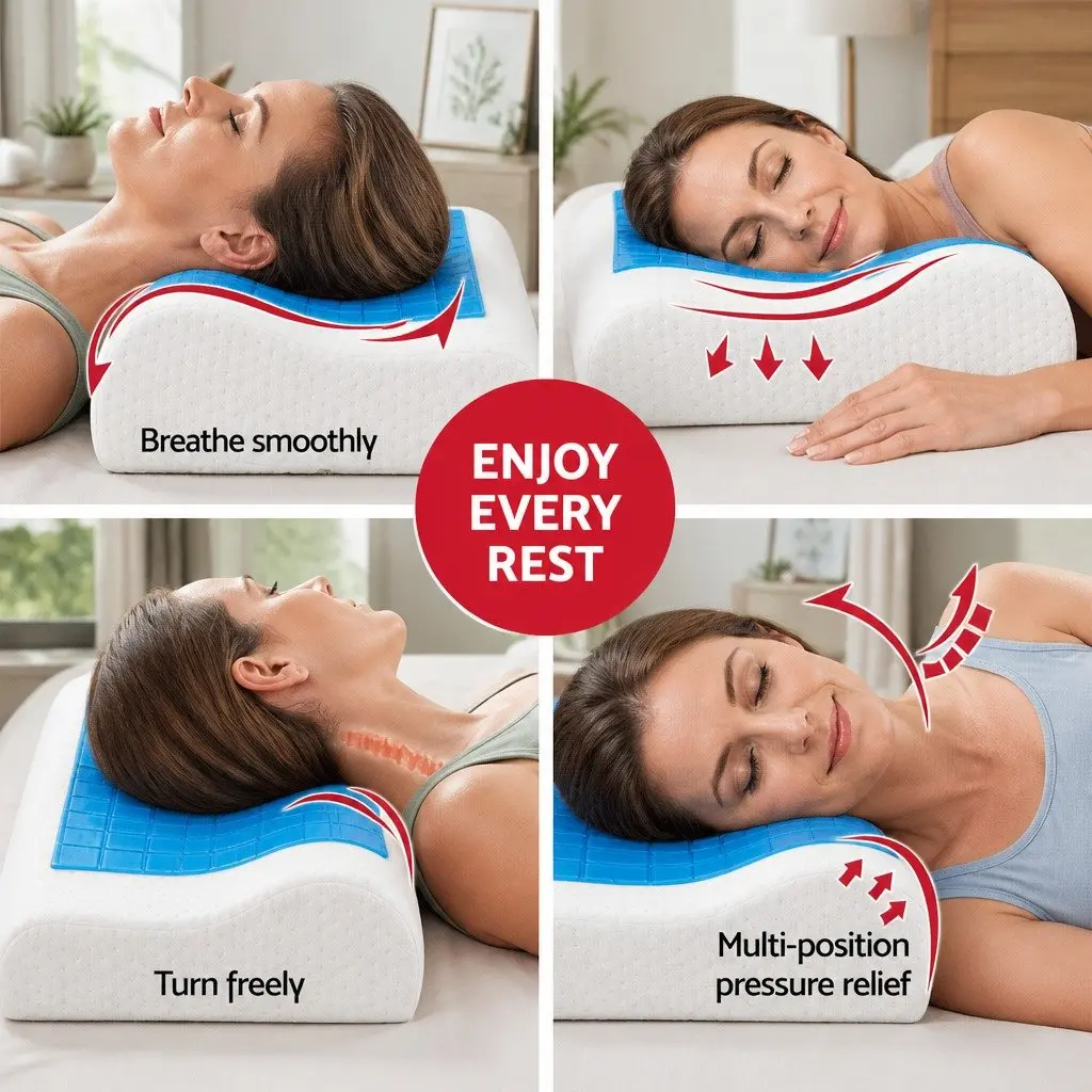 Memory Foam Contour Pillow Twin Pack with Cool Gel