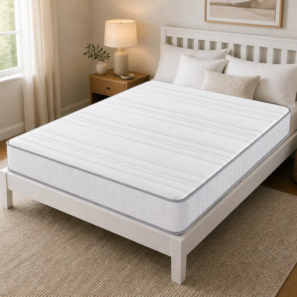 Queen Mattress Egg-Crate Foam 20cm Medium-Firm Pocket Spring White