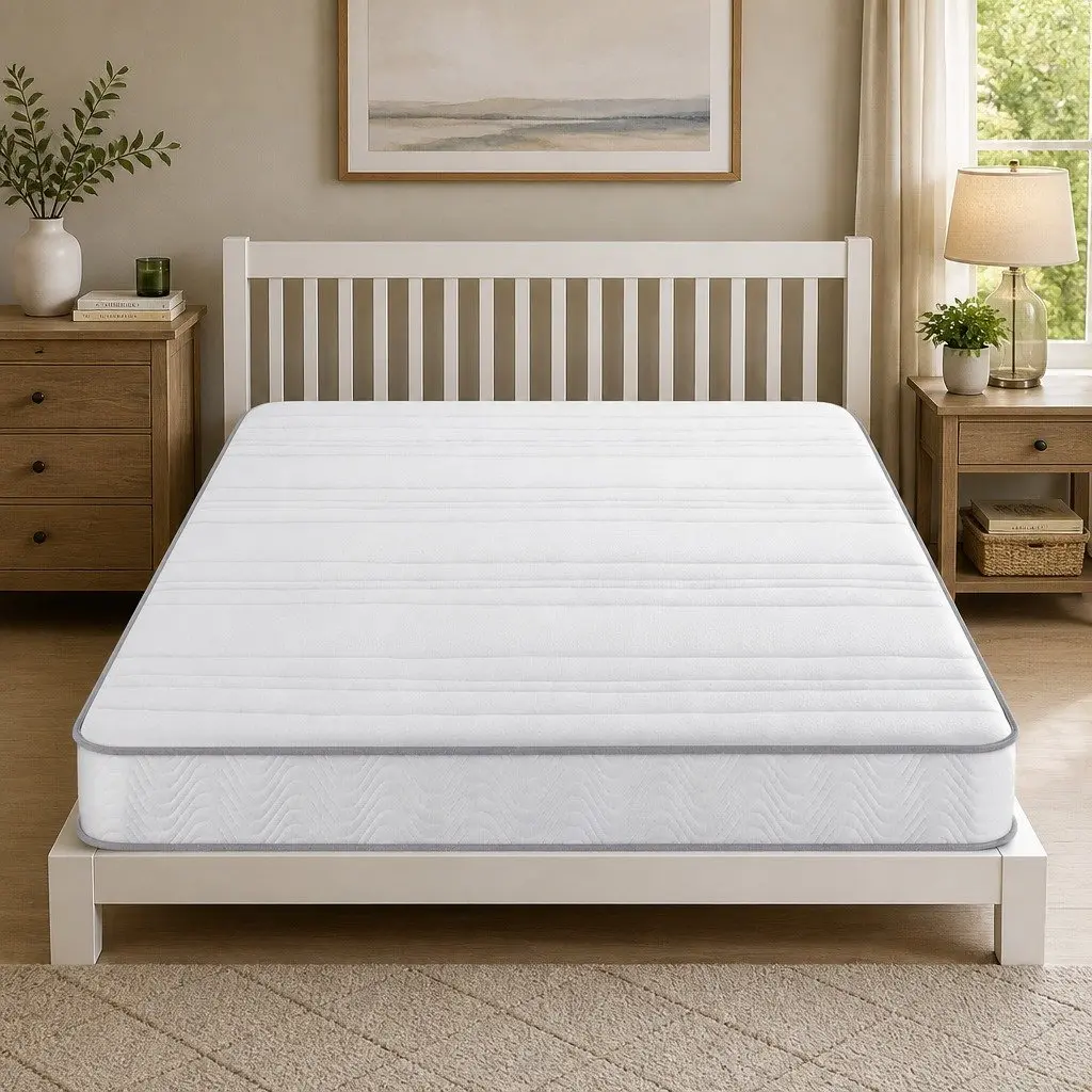 Queen Mattress Egg-Crate Foam 20cm Medium-Firm Pocket Spring White