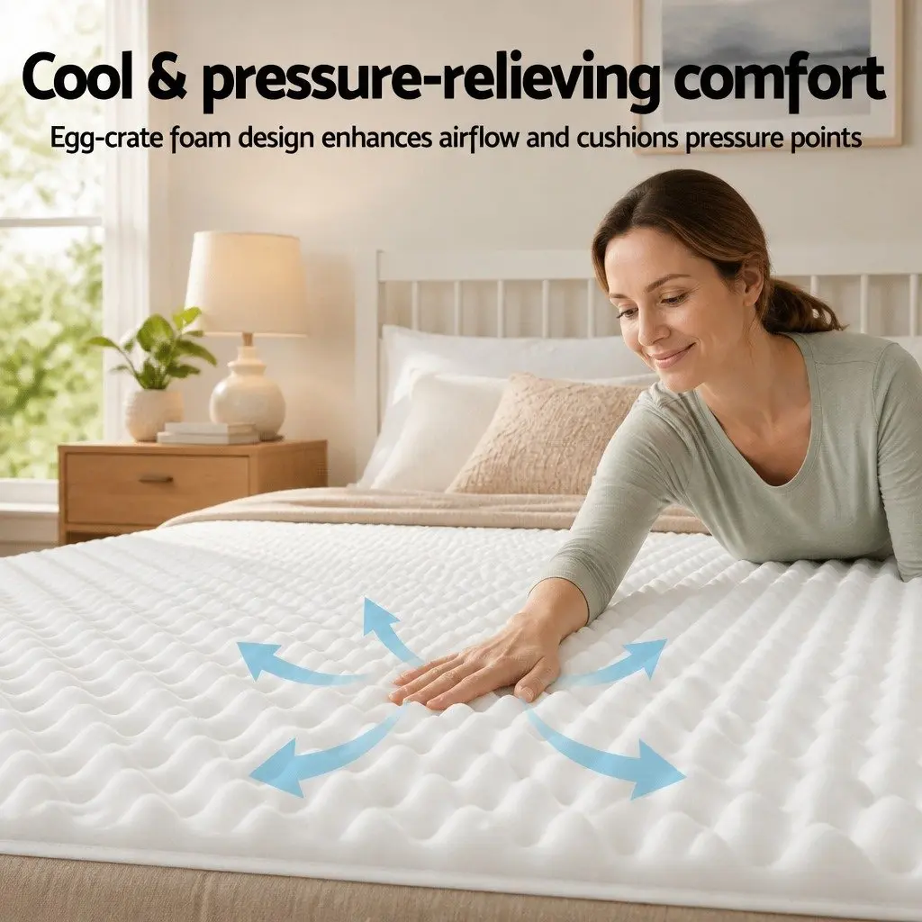 Queen Mattress Egg-Crate Foam 20cm Medium-Firm Pocket Spring White