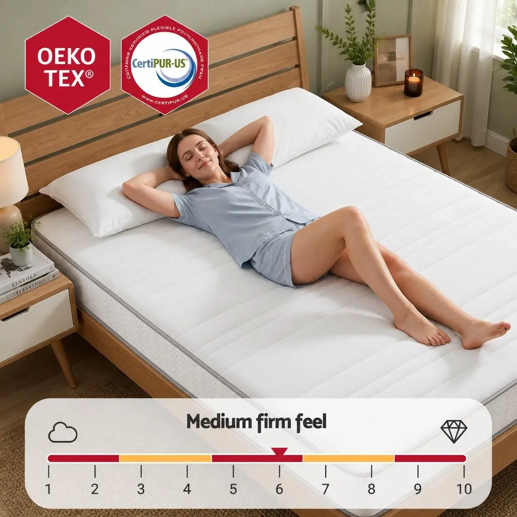 Queen Mattress Egg-Crate Foam 20cm Medium-Firm Pocket Spring White