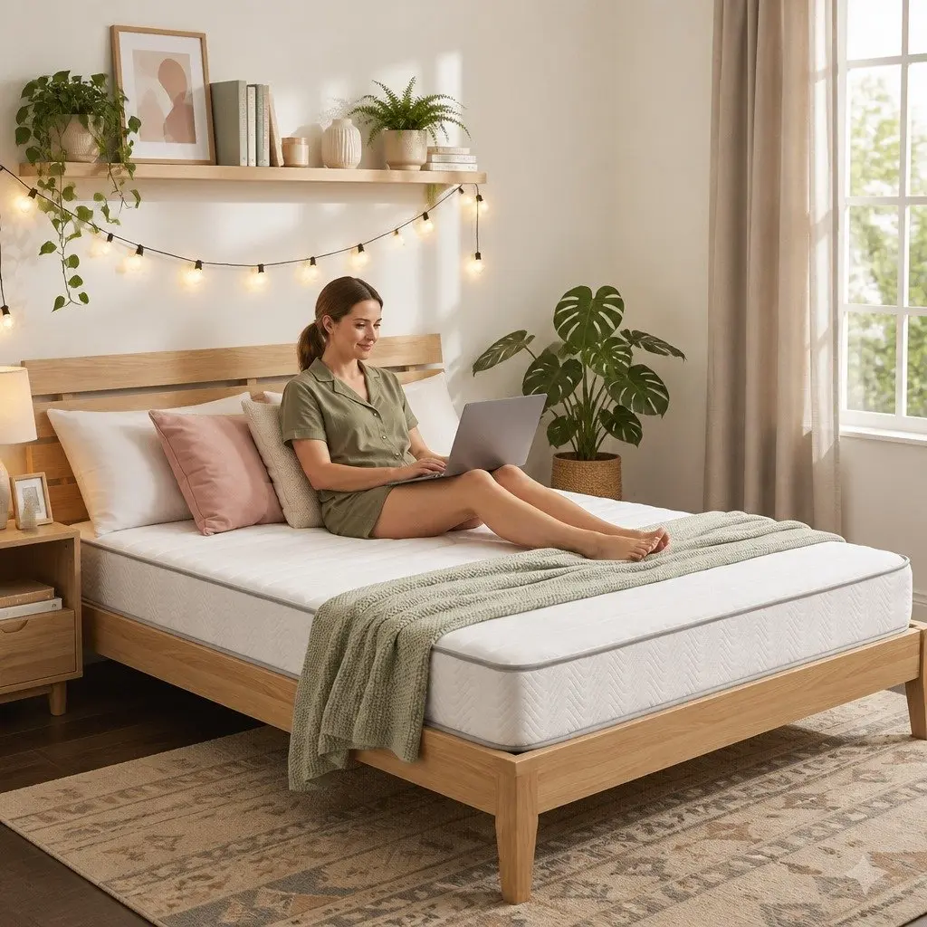 Queen Mattress Egg-Crate Foam 20cm Medium-Firm Pocket Spring White