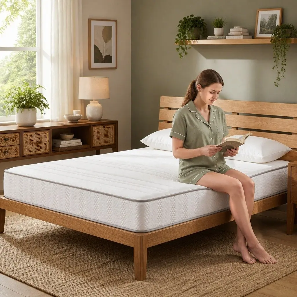 Queen Mattress Egg-Crate Foam 20cm Medium-Firm Pocket Spring White