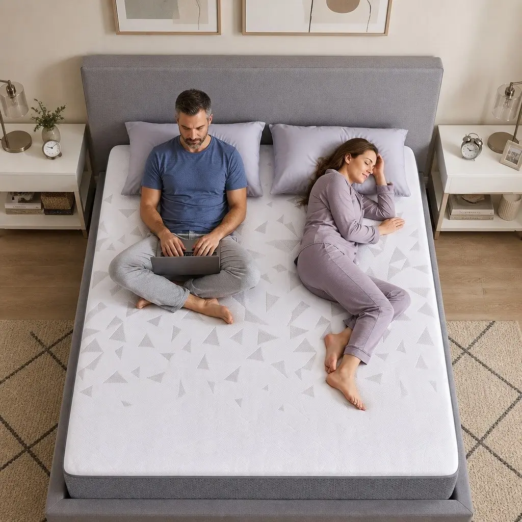 Queen Mattress 23cm Reversible Foam Pocket Spring Medium Firm Dual Firmness Grey White