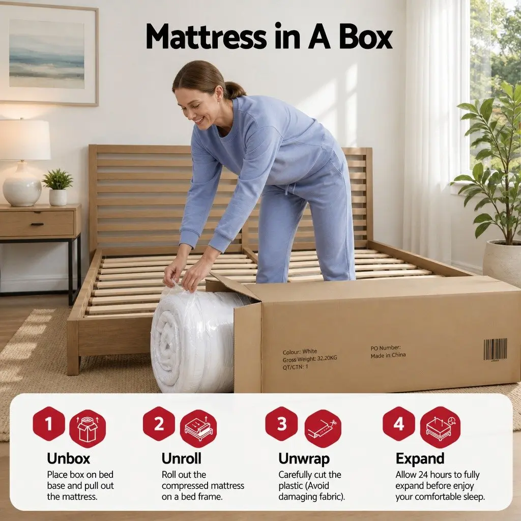 Queen Mattress 23cm Reversible Foam Pocket Spring Medium Firm Dual Firmness Grey White