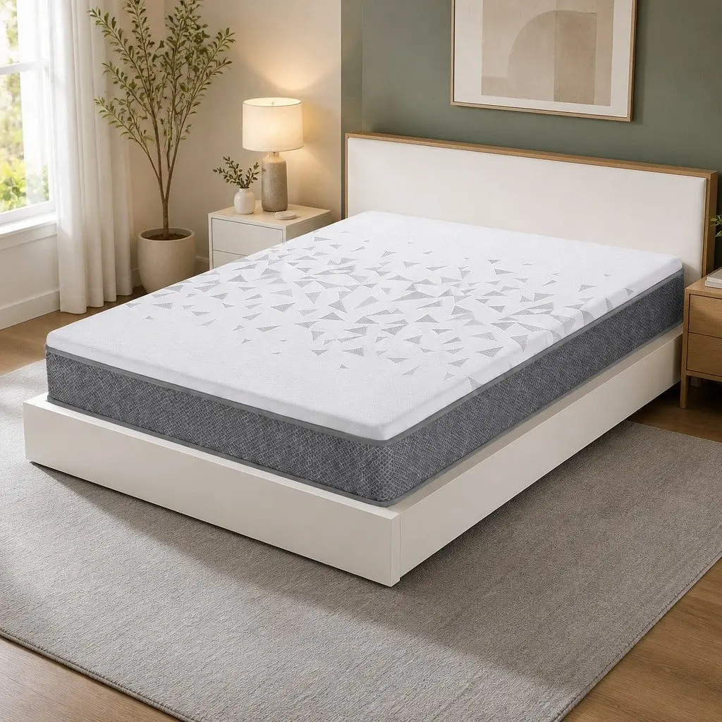 Queen Mattress 23cm Reversible Foam Pocket Spring Medium Firm Dual Firmness Grey White