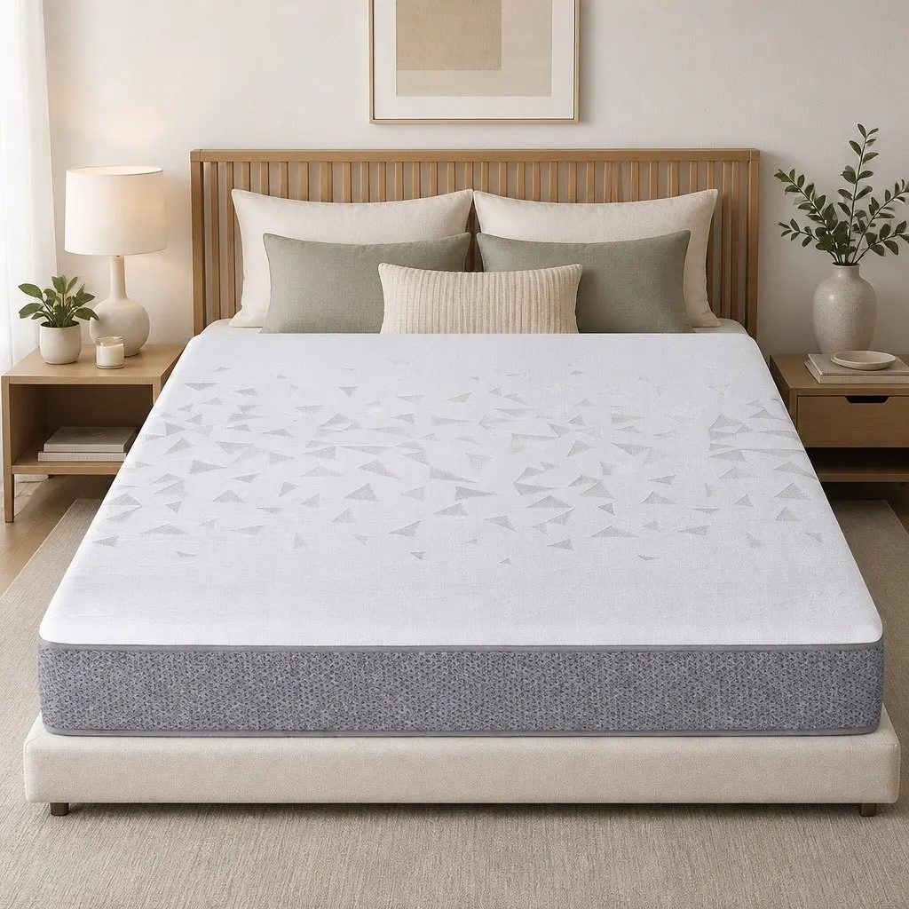 Queen Mattress 23cm Reversible Foam Pocket Spring Medium Firm Dual Firmness Grey White