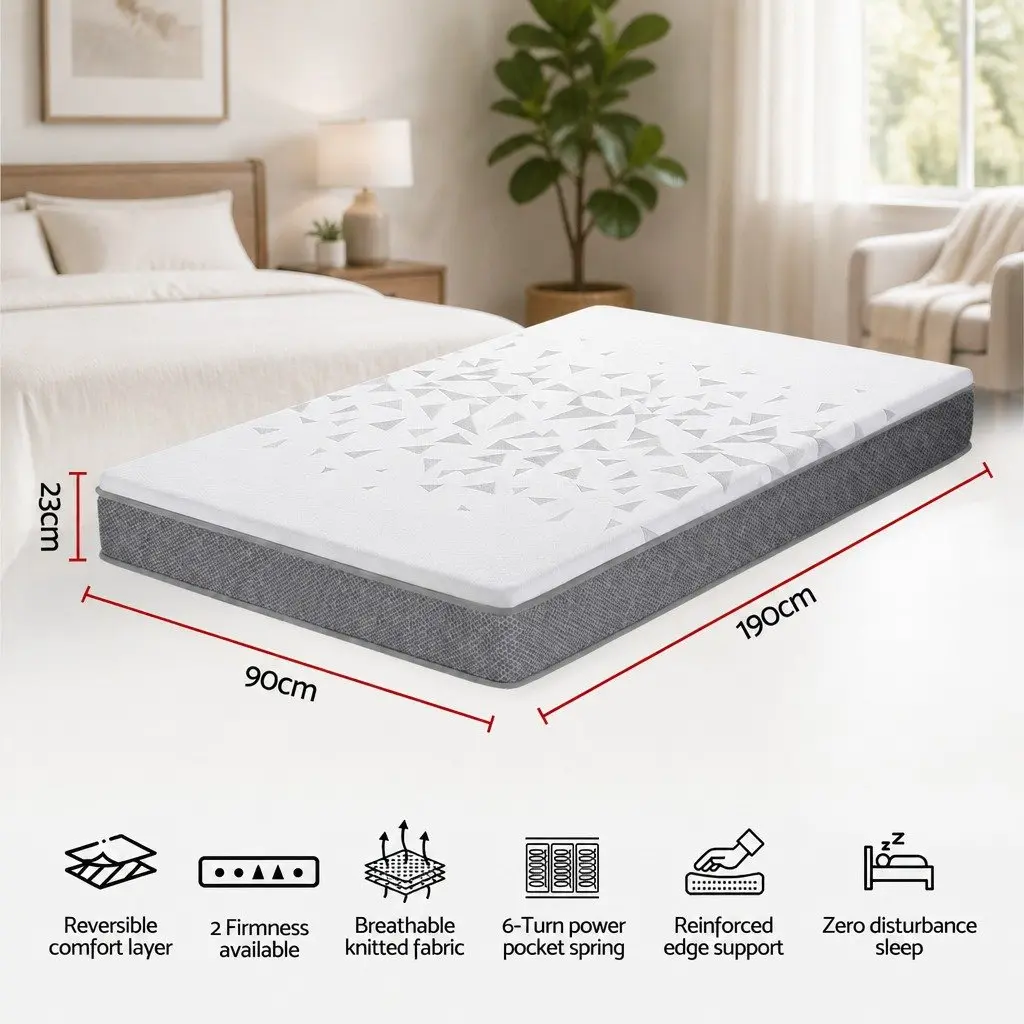 Reversible Foam Pocket Spring Single Mattress 23cm