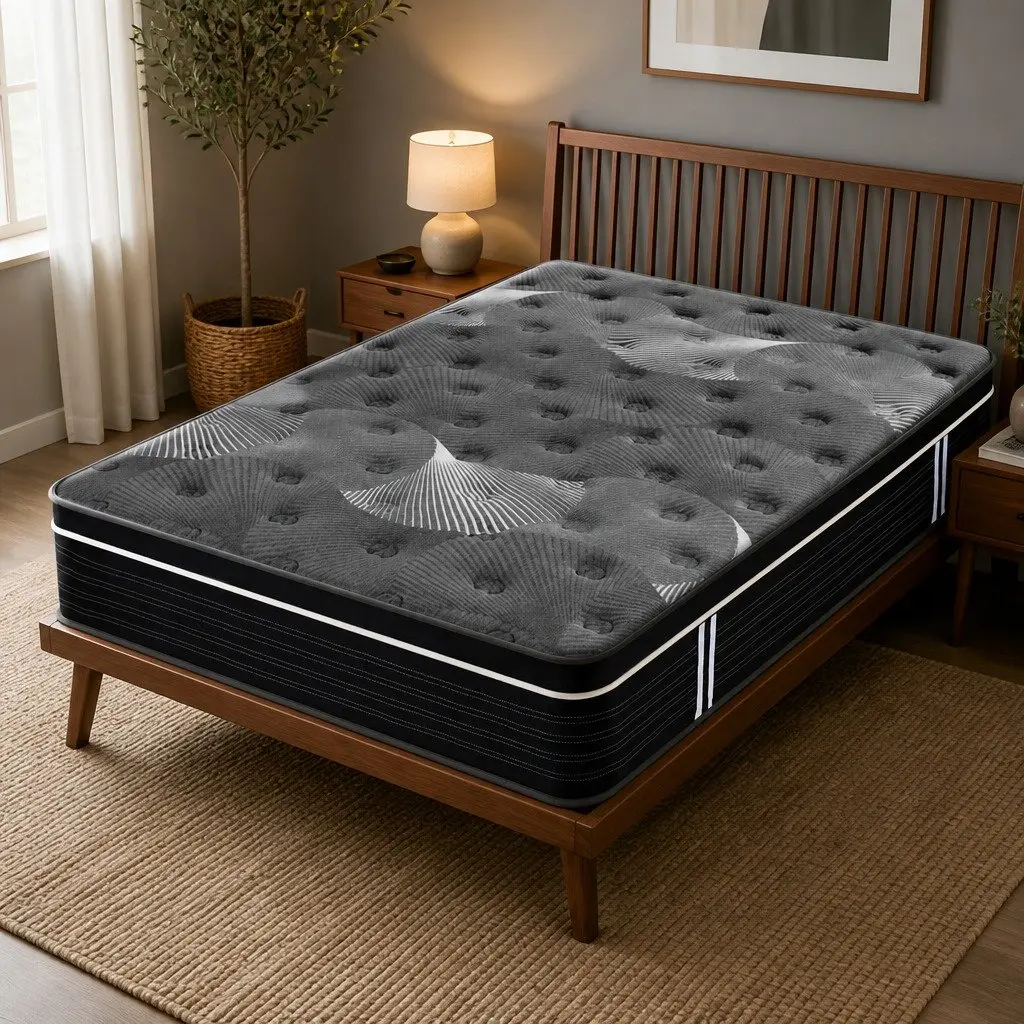 Queen Mattress Graphene Memory Foam 35cm Euro Top Medium Firm Black or Dark Grey
