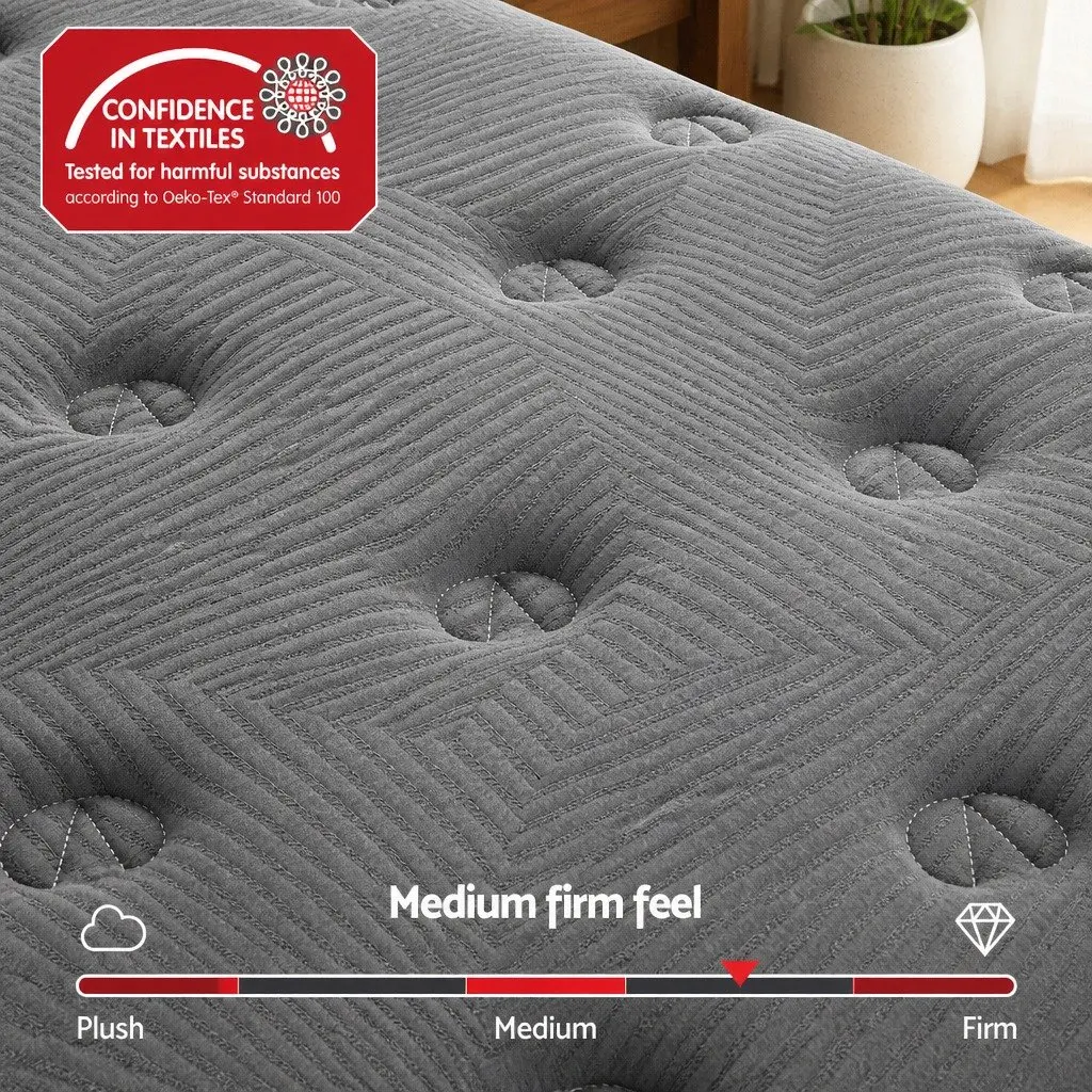 Queen Mattress Graphene Memory Foam 35cm Euro Top Medium Firm Black or Dark Grey