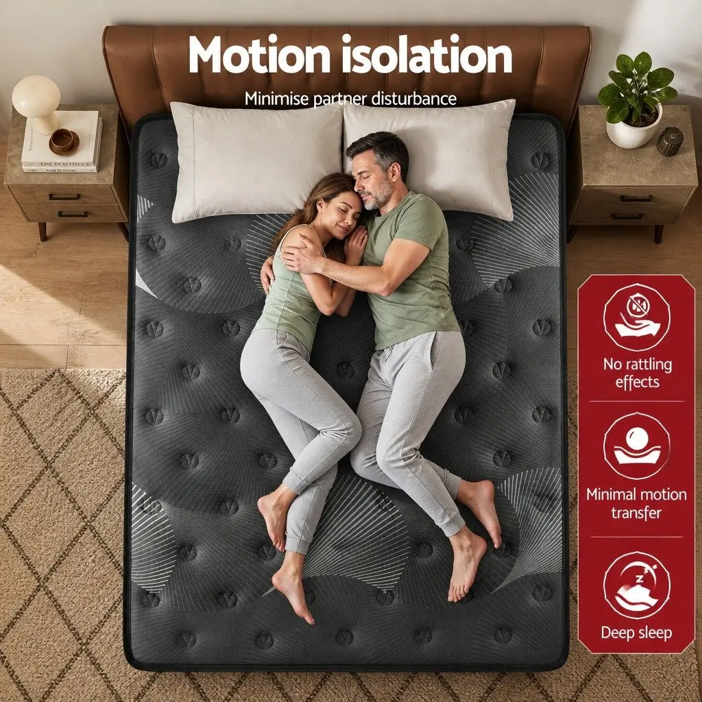 Queen Mattress Graphene Memory Foam 35cm Euro Top Medium Firm Black or Dark Grey