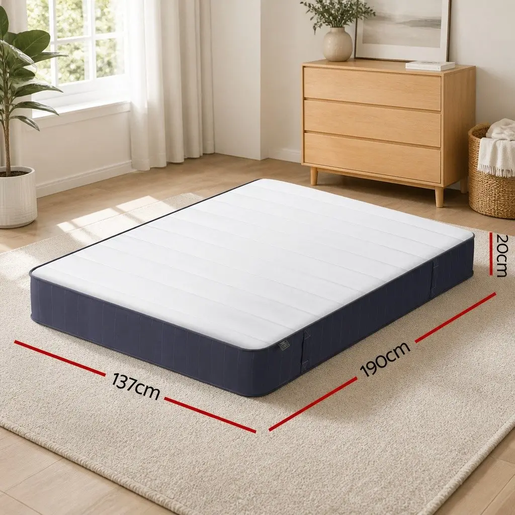 Double Mattress Pocket Spring 20cm Firm Support White Grey