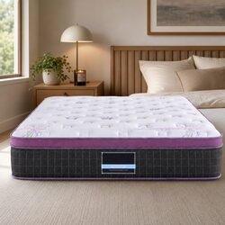 Double Euro Top Mattress Firm Pocket Spring Edge Support 35cm Breathable Comfort