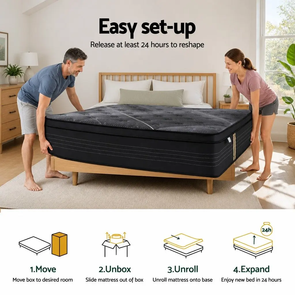 Hybrid Pocket Spring Queen Mattress 35cm Black