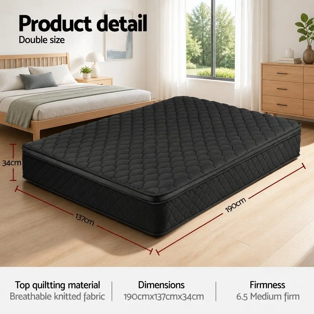 34cm Thick Double Mattress with Euro Top and Pocket Springs