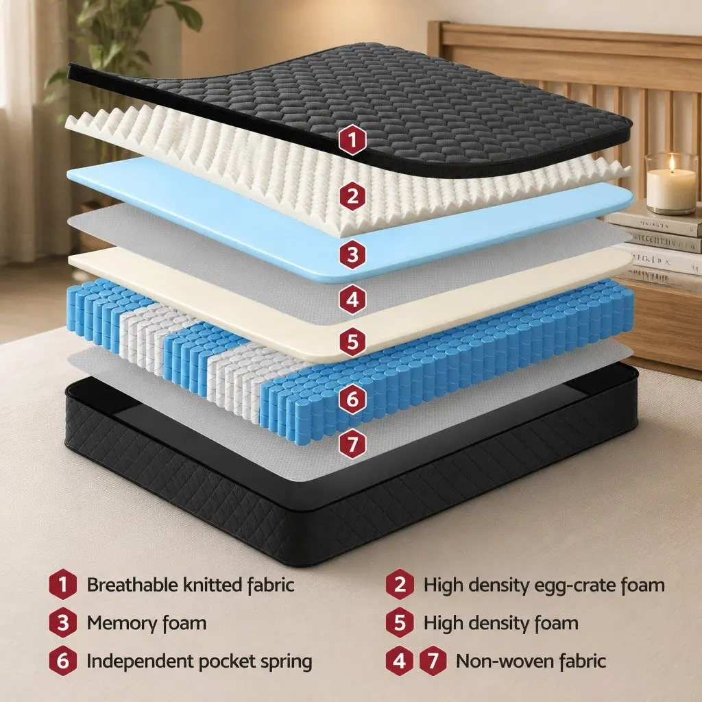 34cm Thick Double Mattress with Euro Top and Pocket Springs
