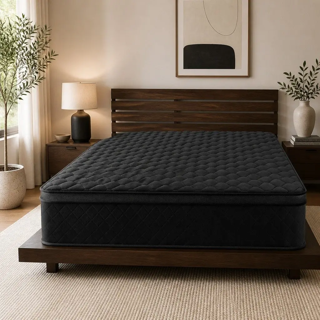 King Size Mattress Black 34cm Euro Top Medium Firm 5-Zone Pocket Spring