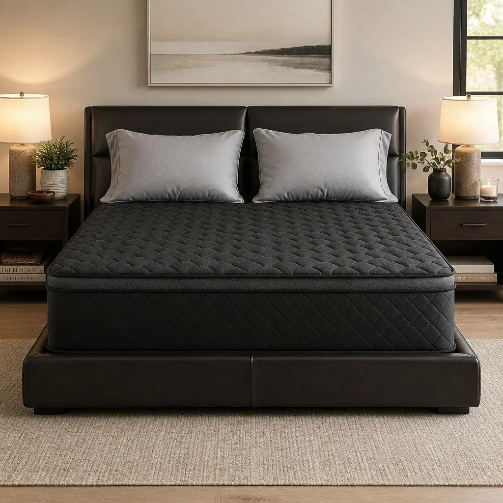 King Size Mattress Black 34cm Euro Top Medium Firm 5-Zone Pocket Spring