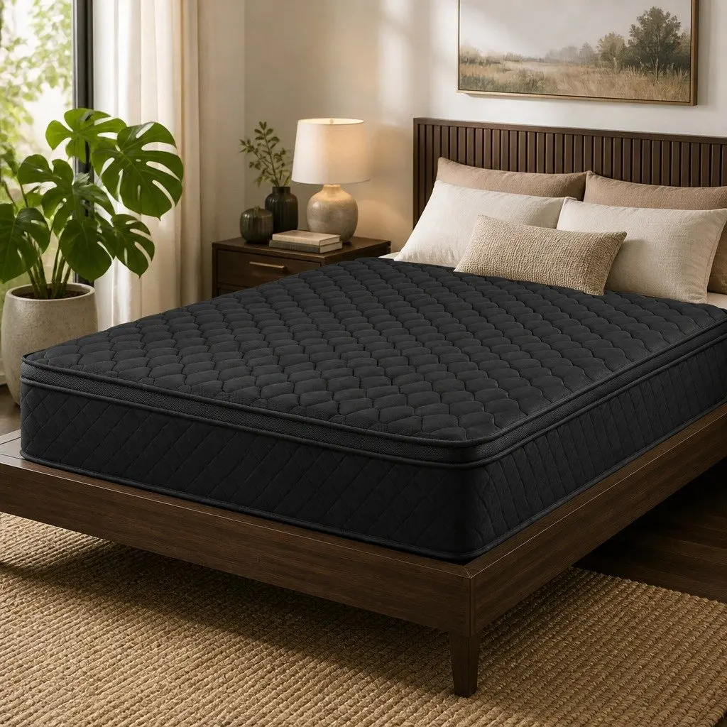 King Size Mattress Black 34cm Euro Top Medium Firm 5-Zone Pocket Spring