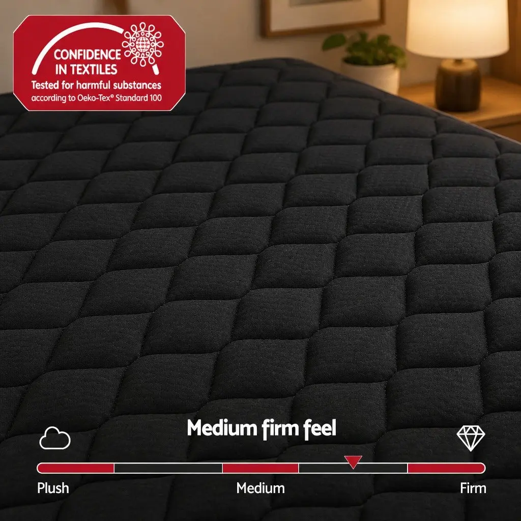 King Size Mattress Black 34cm Euro Top Medium Firm 5-Zone Pocket Spring