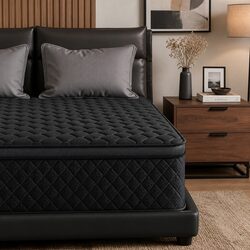 Premium Black Queen Mattress 34cm Euro Top 5-Zone Support