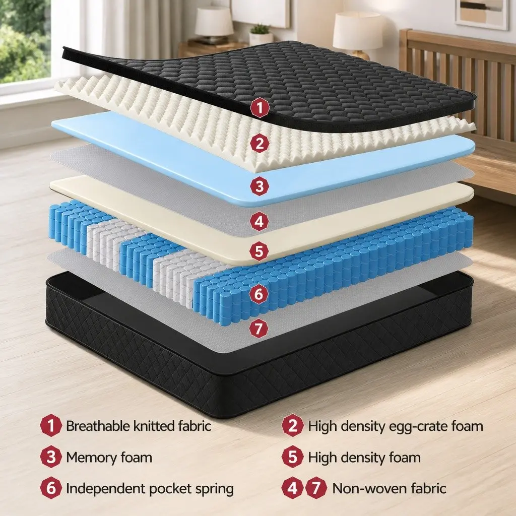 34cm Thick Euro Top Single Mattress with 5-Zone Support
