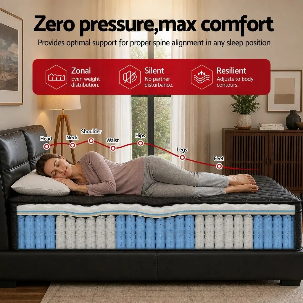 34cm Thick Euro Top Single Mattress with 5-Zone Support